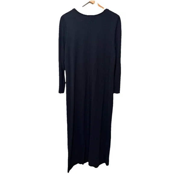 J.Jill Black Midi Dress XL Long Sleeve Soft Knit Rayon Wool Minimalist - Picture 5 of 8